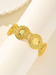 1pc Vintage Gold Coin Bracelet Bohemian Copper Jewelry Suitable For Women's Daily Holiday Dates Wear