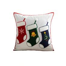 1pc Christmas Tree Embroidered Pillow Cover, Christmas Style Suitable For Living Room, Bedroom, All Seasons - Multicolor - View 4