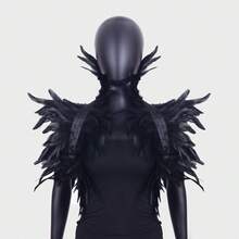 Arnés corporal con plumas para mujer, chal estilo punk victoriano con plumas naturales reales, chal encogido para carnaval, danza gótica y disfraces
