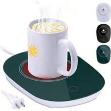 Calentador de Tazas de Café,Taza de Café de Acero Inoxidable Calentador Taza EléCtrico,DeteccióN Inteligente de Gravedad,Café Aislado,Agua,Leche,é,Adecuado para La Oficina y El Hogar (Negro) - Taza Caliente-Verde Oscuro - Ver 2