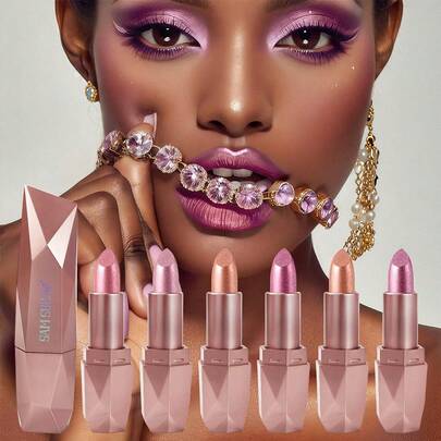 Lápiz labial de diamante y perla, resistente al agua y fácil de aplicar, con brillo dorado centelleante, hidratante y de larga duración, disponible en múltiples colores, adecuado para todo tipo de pieles, excelente regalo de Navidad