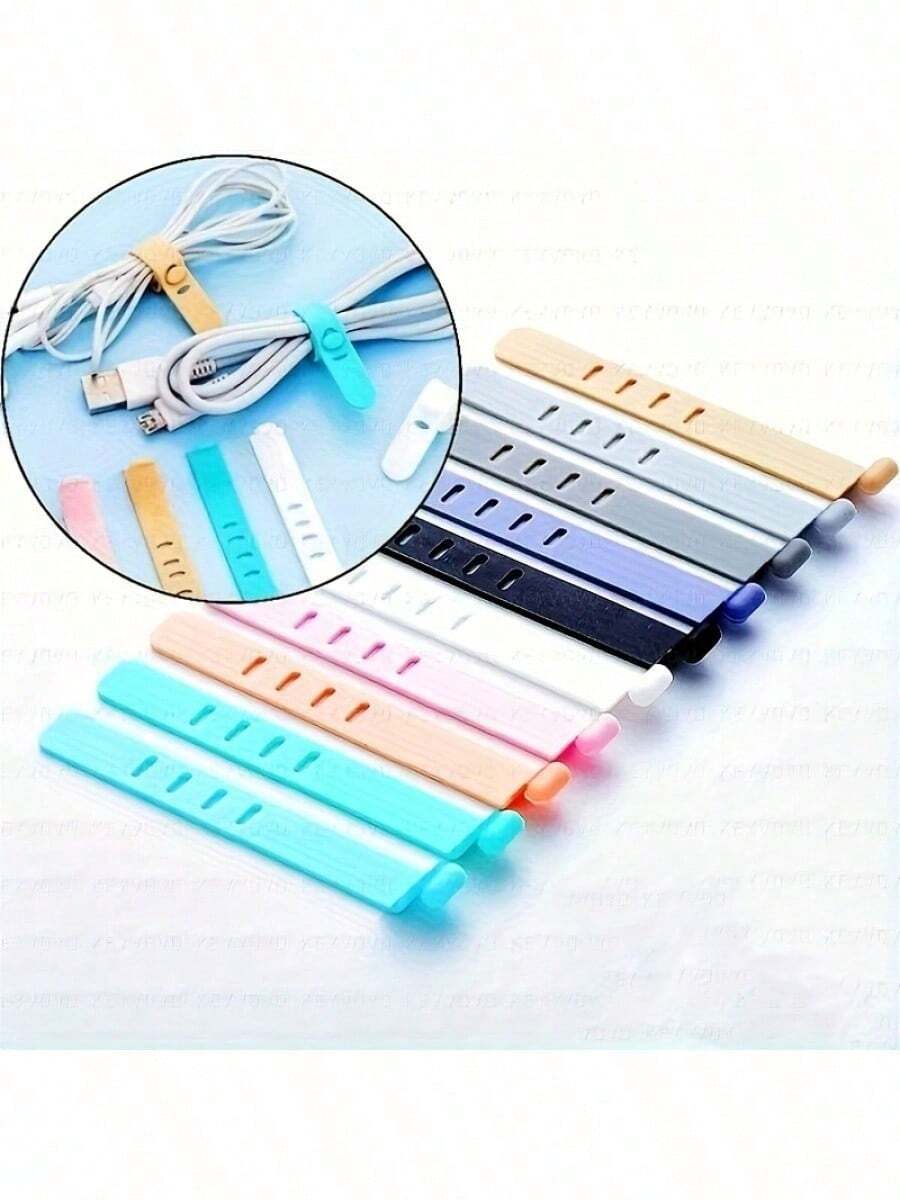 20pcs Multi-Color Reusable Multifunctional 5-Hole Silicone Cable Ties, Cable Ties Data Cable Organizer, Multipurpose Cable Organizer For Wires And Cables, Grocery Bag Ties, Curtain Ties, Easy To Use And Multifunctional Accessory For Home And Travel Power Bank Travel Bag Portable Charger Charger Case School College Back To School Headphone Case Cable Bag Electronic Bag Dorm Camping - 隨機顏色混合出貨 - 查看 1