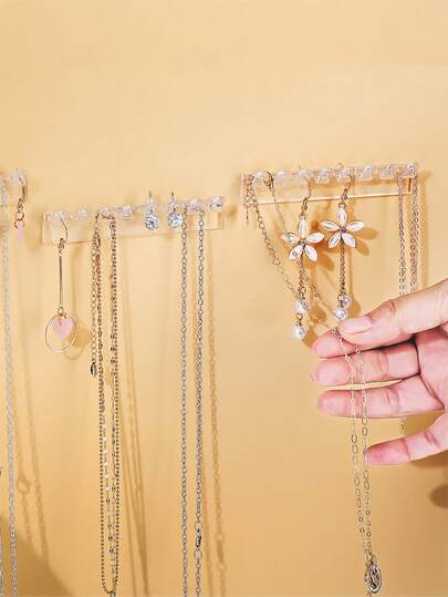 3/6/12pcs Hanging Necklace Organizer Rack With 8 Multi-Function Hooks, Wall-Mounted Design, Ideal Gift For Fashionable Girls And Women, Enhances Jewelry Display And Storage, Suitable For Holidays And Special Occasions, Elevates Your Space With A Stylish And Practical Storage Solution.