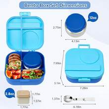 Lunch Box Kids With 12oz Soup Thermo,4 Compartments Lunch Box Containers Kids, Includes Foldable Spoon &Sauce Jar, BPA&Leak Proof,Insulated Food Jar Travel,School,Picnic Halloween Man Women Kids