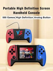 1pc New Large-Screen Game Console With 500 Classic Retro Games Nostalgic Red And White Machine Can Be Played By Two People And Can Be Connected To The TV For Screen Projection. Portable Travel FC Portable Handheld 3.5-Inch Screen Rechargeable Birthday Holiday Gift For Young Men And Women