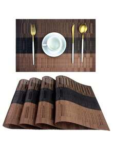 4pcs/6pcs Vinyl Placemats, Japanese PVC Placemats, Waterproof Slip Resistant Heat Insulation Placemats For Restaurants