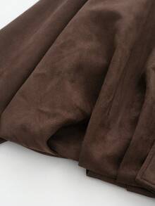 仿麂皮翻领宽松复古夹克 - 棕色 - 查看 5