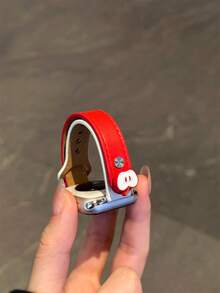 可爱皮革表带兼容 38/40/41/42/44/45/46/49 毫米，兼容 表带 Ultra/Se10/9/8/7/6/5/4/3/2/1 - 紅色 - 查看 9