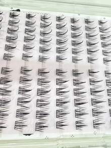 120 件黑色向日葵无胶假睫毛，透明自然分段自粘 C 型卷睫毛 - C - 查看 6