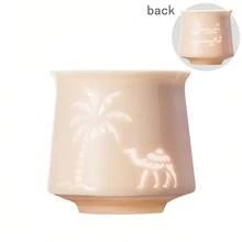 1 pieza Taza de espresso de cerámica, taza de té, diseño hueco creativo, estilo del desierto de Oriente Medio, árbol de coco de camello, la belleza del arte del vasto desierto, taza simple y exquisita de alta gama, resistente a altas temperaturas, sensación cómoda, alta calidad, taza de té para oficina y hogar, muy adecuada para uso personal o regalo