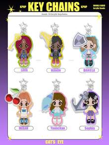 KATSEYE，KPOP 风格亚克力钥匙链，Kpop 女子组合，Manon Sophia Daniela Lara Megan Yoonchae，包包挂饰，汽车钥匙扣吊坠钥匙扣支架钥匙圈手机包挂件礼物，美观的钥匙扣，送给朋友的特别礼物 - 彩色 - 查看 12