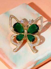 1 chiếc trâm cài áo bướm xanh ngọc lục bảo, huy hiệu cài áo đa năng làm quà tặng Halloween Giáng sinh - Màu xanh lá cây đậm - Xem 2