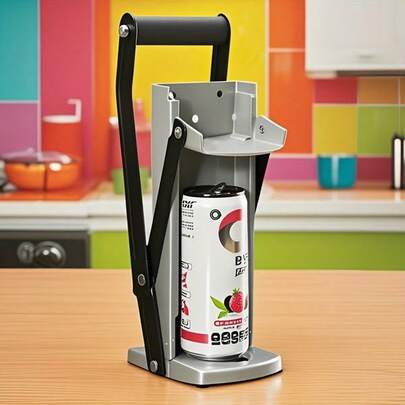 1 Piece Manual Can Presser - Compressor Can Opener With Lever, Saves Space, Keeps Hygiene And Health, Suitable For Kitchen, Bar, Garage, Etc. - Suitable For Beer, Soda And Beverage Cans - Can Crusher Has Stylish Design, Solid Structure, Simple Tool, Durable Metal, And Comes With Interactive Accessories, Suitable For Garage Organization, Labor-Saving Tool, A Must-Have Tool For Home And Catering