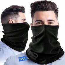 2 - Pack Neck Gaiter Face Cover Scarf Men Women - Breathable Wind - Proof Cotton Stretchy Face Ski, Snowmobile, Winter Running