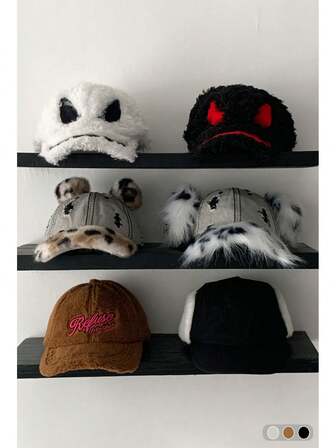 1 st. fluffig, prickig, tvättad vintagekeps, personlig, mångsidig, liten, ny design för höst/vinter