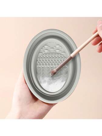 1 pezzo Ciotola pieghevole in silicone per la pulizia dei pennelli da trucco, tappetino portatile per la pulizia dei pennelli da trucco, strumento per pennelli, cuscinetti e spugne