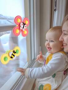 1/3 件吸盘旋转玩具，适合婴幼儿 - 感官沐浴和早期教育学习玩具，适合 3 个月以上男孩女孩的理想 1 岁生日礼物和圣诞礼物