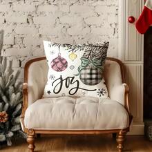 4 buc. fețe de pernă de Crăciun, material textil moale din poliester, stil modern, cu model cu reni și Moș Crăciun, imprimare pe o singură față cu fermoar, lavabilă la mașină, decor pentru casă și dormitor (inserția de pernă nu este inclusă)