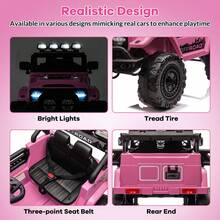Huisuilinss Kids Ride On Truck,12V Ride On Car,Electric Car With 5MPH Max Speed,Remote Control,Steering Wheel,Accelerator Pedal,Treaded Tires,Music,Ride On Toy For Kids Ages 37-96 Months - Pink - View 3