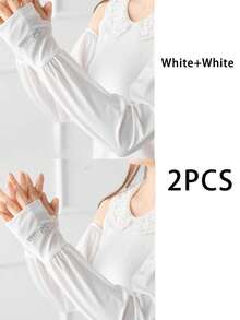 Manga de sol para mujer, protección UV al aire libre, transpirable, holgada, ancha y fresca de seda helada para protección al conducir, andar en bicicleta en el verano