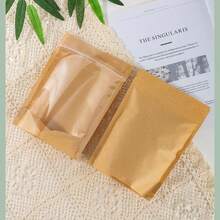 50个棕色牛皮纸袋，正面透明拉链设计，可重复使用密封袋，适用于坚果、咖啡、茶、糖果、食品储存包装、厨房配件、厨房必需品、食品储存组织、厨房储存 - 棕色 - 查看 8