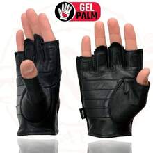 SH195 - Guantes de mano de motocicleta de piel perforada para hombre, con relleno de gel perforado, sin dedos, con nudillos abiertos, talla - M - Ver 2