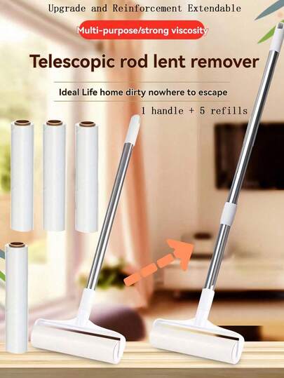 Floor Lint Roller With Refills,Wide Lint Remover Roller For Pet,Carpet Cleaning Lint Roller, Lint Remover, Long Handle Sticky Mop [3 Refills], 9.45Inch /24cm Long, For Cleaning Carpets, Floor,Couch Bed, Cars, Clothing, And Pet Hair