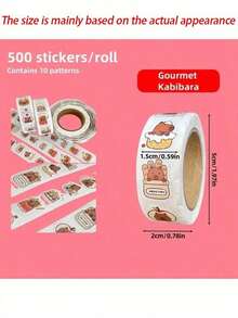 1/3/6/10pcs Kabibala Waterproof Stickers, 500 Sheets - High Adhesive, No Residue, Cute Animal & Food Patterns - Great For Back To School Rewards, Can Stick On Water Bottles, Laptops, Scrapbooks - Fun Reward Gift, Adorable Stickers - Multicolor - View 9
