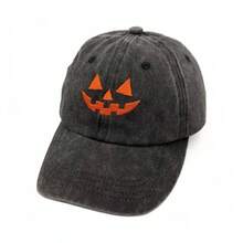 1 Embroidered Baseball Cap Suitable For Both Men And Women, Halloween Pumpkin Face Hat, Halloween Costume Hat, Quirky Retro Dad Hat, Suitable For Giving People Halloween Gifts