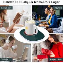 Calentador de Tazas de Café,Taza de Café de Acero Inoxidable Calentador Taza EléCtrico,DeteccióN Inteligente de Gravedad,Café Aislado,Agua,Leche,é,Adecuado para La Oficina y El Hogar (Negro) - Taza Caliente-Verde Oscuro - Ver 8