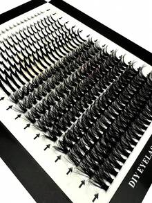 16 Rows Spiky Lash Clusters, Fluffy & Thick Lower Lashes, 320pcs, Cartoon Style Natural Spiky Cluster False Eyelashes, Fairy Cluster Fake Lashes, Delicate Cartoon Lashes, C/D Curl, 60D Mink Hair Individual Lash Extensions, Full Coverage, DIY Lash Extension At Home - Black - View 5