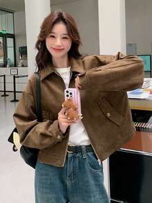 Maillard 女式绒面革夹克，复古美式休闲时尚皮革上衣，春秋季