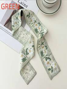 1 Stück eleganter Blumen Damen Seidenschal, vielseitiges langes Seiden Haarband für Haarstyling und Dekoration, modisches Haarband Accessoire für den täglichen Gebrauch, Mehrfarbiger langer Schal, ideal für verschiedene Outfits (einheitliche Größe Stil A, 1 Stück, Farbe zufällig)