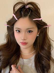 10个/20个/30个/50个套装 优雅Y2K镂空紫色合金发夹，3.46英寸，适合女性日常通勤、节日、派对等场合 - 粉色 - 查看 5