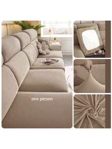 1/2/3/4pcs Milk Silk, High Elasticity, Dust-Proof, UV Protection, Anti-Scratch Sofa Cushion Cover, Suitable For Living Room, Bedroom, Hotel And Other Home Decor - Light Camel - View 6