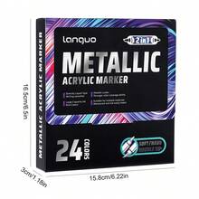 12/24/48 Metallic Marker Set, Dual-Tip Acrylic Markers For Black Paper, Scrapbooks, Photo Albums, Rock Painting, DIY Arts And Crafts, Card Making, Scrapbooking Supplies