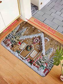 1 pièce Paillasson thème de Noël antidérapant - Maison en pain d'épices, bonhomme de neige, design sapin. Tapis de bain en flanelle, épaisseur 1 yard, tapis de bain rectangulaire, paillasson d'entrée extérieur, tapis de sol de cuisine anti-dérapant et absorbant l'huile, lavable en machine, facile à nettoyer, décoration d'entrée, convient pour le salon, la chambre, la cuisine, la salle de bain, les fêtes, les vacances, les cadeaux - Multicolore - Voir 14