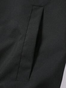 Men Racing Style Long Sleeve Jacket With Racing Print, Sleek And Sporty, Fashionable Outdoor Wear, Grunge, Fall - Black - View 6