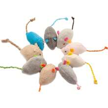 5-10pcs Rattle Cat Mouse Toy Imitation Fur Cat Mouse Toy Interactive Cat Game Toy Indoor Cat Toy