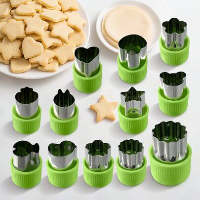 6/12件套防锈不锈钢饼干模具，蔬菜水果切片模具，全手保护，迷你派、水果和饼干烘焙密封模具，烘焙和食品辅助工具，花卉压花模具，沙拉制作工具，厨房小工具，厨房配件，家居和厨房用品