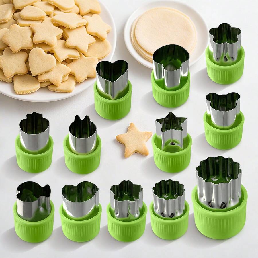 6/12件套防锈不锈钢饼干模具，蔬菜水果切片模具，全手保护，迷你派、水果和饼干烘焙密封模具，烘焙和食品辅助工具，花卉压花模具，沙拉制作工具，厨房小工具，厨房配件，家居和厨房用品 - - - 查看 1