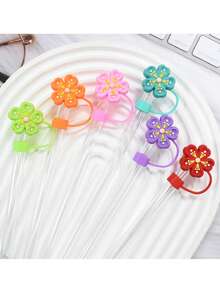 6 Piezas Tapa de Pajita Rosa para Vaso Cup de 40 30oz, Accesorios Reutilizables de Tapa de Pajita Decorativa Adorable de 10mm para Fiestas, Regalos Compatibles con Accesorios de Vaso