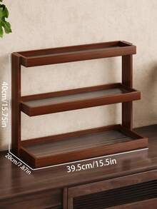 Three-Tier Bamboo Coffee Bar Storage Rack-Easy Assembly, Ideal For Kitchen, Dining Room, Cosmetics, And Lipstick Organization. Holds Mugs And Water Glasses. Features Natural Bamboo Grain. Space-Saving Home Decor And Countertop Organizer. Bamboo Kitchenware. - Walnut - View 13
