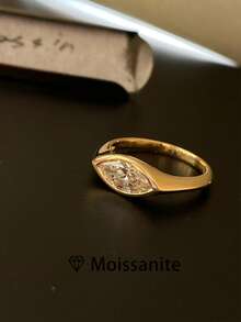 1pc Women's Quality Solitaire Ring, French Style Evil Eye Design, 925 Sterling Silver 1.5 Carat Moissanite Eye Shape, Minimalist Elegant Luxury Jewelry, Engagement, Wedding, Anniversary Gift, Comes With Moissanite Certificate And Deluxe Gift Box