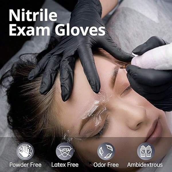 1 Pack Disposable Nitrile Examination Gloves, Black Nitrile Gloves Latex-Free, Suitable For Medical, Cooking And Beauty, Food Rubber Gloves, Powder-Free, Sterile