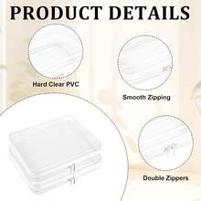 2 Pcs Clear Hard Shell Zipper Case, Portable Clear Zipper Pouches Hard Shell, Waterproof Plastic Transparent Storage Box Set With Double Zips For Cosmetic Stationery Toy Snack Storage