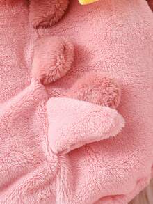 Baby Girls Cute Monster Design Baby Bodysuit + Sock Set, Cartoon Hooded Outfit For Autumn/Winter - Pink - View 8