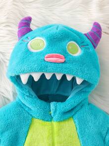 Autumn/Winter Cute Monster Baby Girl Bodysuit + Sock Set, Toddler Cartoon