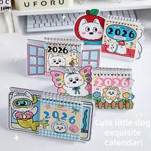 1pc 2026 New Calendar Lucky Apple Dog Desk Calendar, Essential Office Desktop Display, Monthly Calendar Notebook Cardboard, Office Home Decoration, Student Self Discipline Cardboard