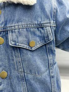 Chłopięca kurtka jeansowa z podszewką termiczną, odpowiednia do noszenia na co dzień, do szkoły, na co dzień i na świeżym powietrzu, jesień/zima